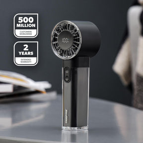 100-Speed Black USB Rechargeable Handheld Fan
