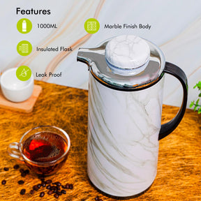 1L Marble Insulated Double Walled Vacuum Flask Jug