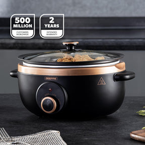 6.5L Black and Gold Slow Cooker With Three-Heat Settings