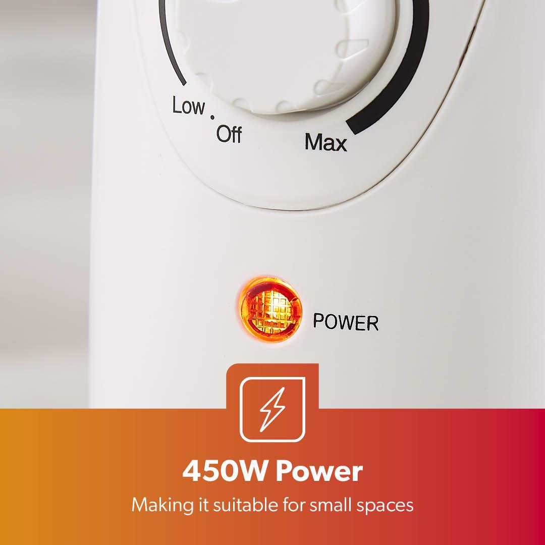 5-Fin White Oil-Filled Radiator 450W Electric Heater