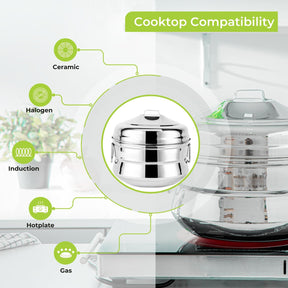 Two-Tier Stainless Steel Idly Steamer Pot With Handles