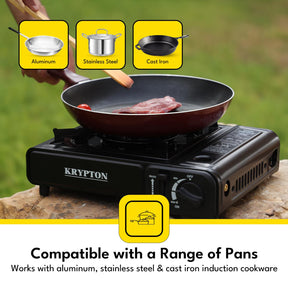 Portable Single Burner Gas Stove - Camping Outdoor Hob Cooker