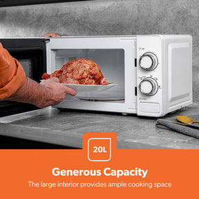 20L White Manual Microwave Oven With 5 Power Levels 700W