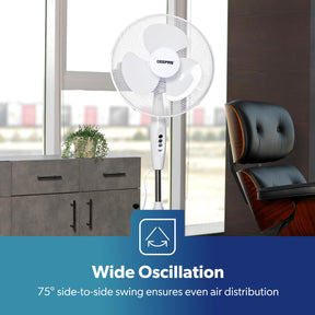 Set Of 2 Deluxe 16-Inch White Oscillating Pedestal Fans