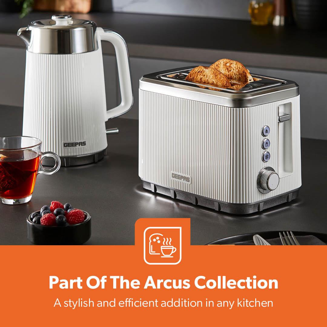 White Arcus 2 Slice Toaster With 7 Browning Levels