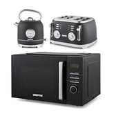 23L Digital Microwave Oven, 1.8L Retro Kettle & 4-Slice Toaster Set