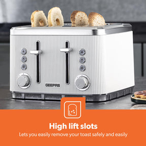 4 Slice Toaster 7 Browning Defrost Reheat Function 1860W Arcus White
