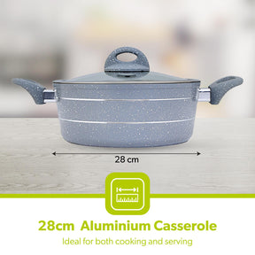 Casserole Dish Forged Aluminium 28cm With Lid Grey