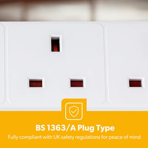 3 Gang Extension Lead, 2M Cable 3-Way Plug Extension Cable
