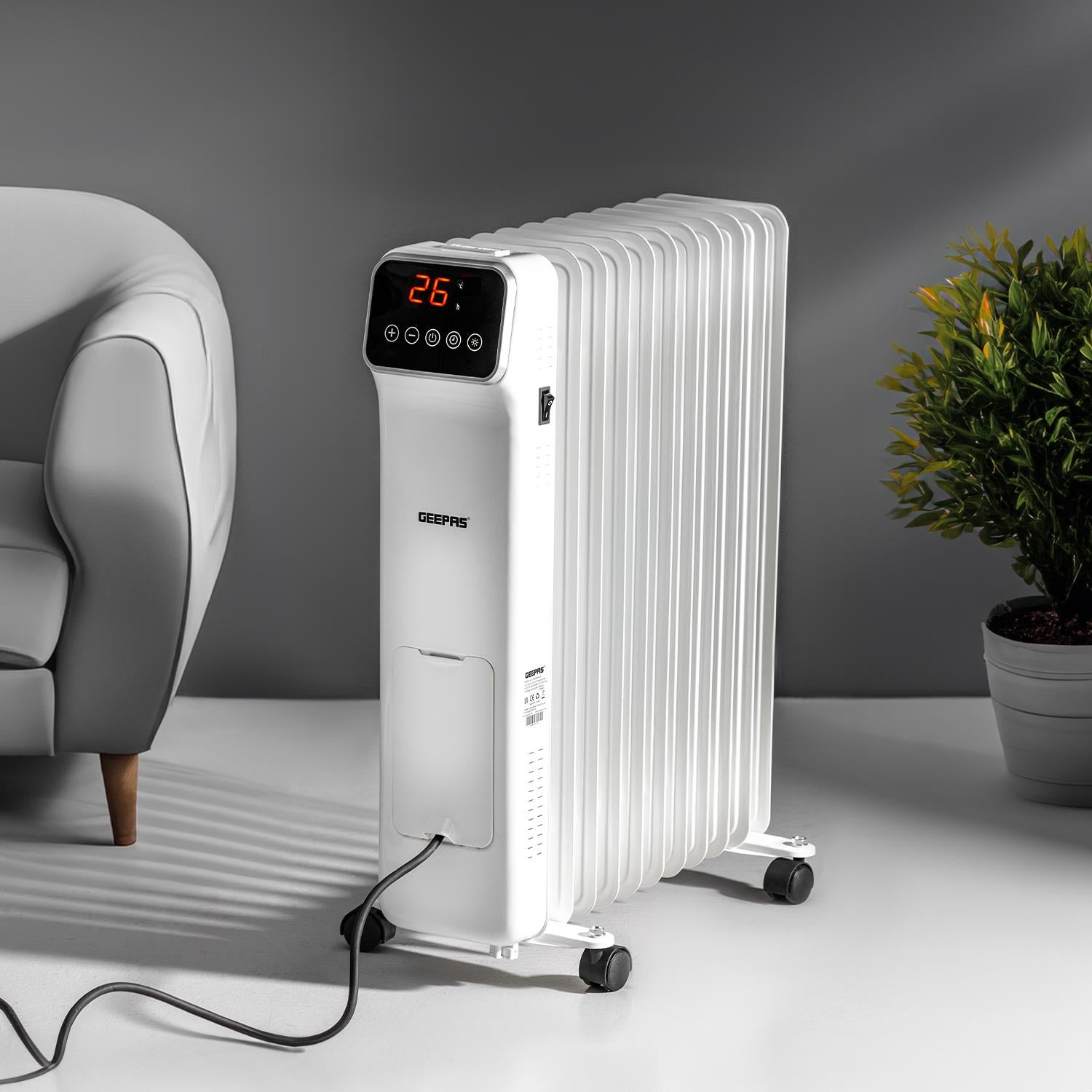 2500W Digital 11-Fin Oil-Filled Electric Radiator Heater