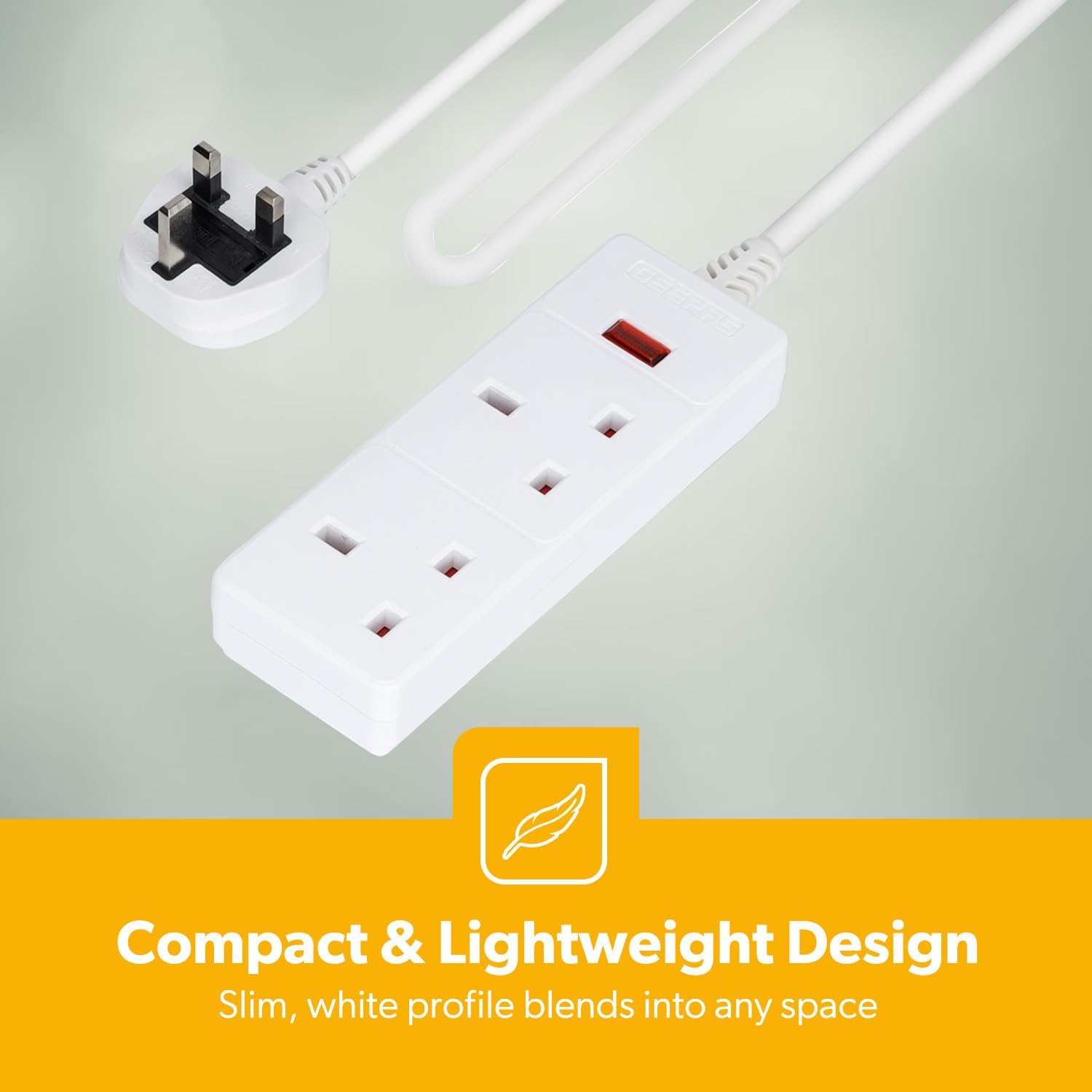 2 Gang Extension Lead, 10M Cable 2-Way Plug Extension Cable