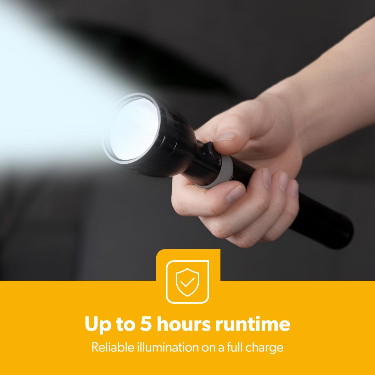 Rechargeable LED Torch 7W Super Bright Lightweight 6000mAh Long Battery Life Flashlight