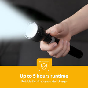 Rechargeable LED Torch 7W Super Bright Lightweight 6000mAh Long Battery Life Flashlight