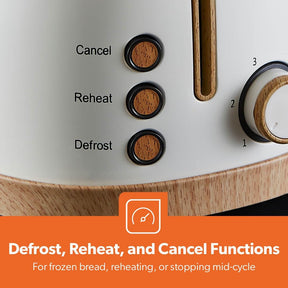 NordiQ Cream 2-Slice Bread Toaster With 6 Browning Levels