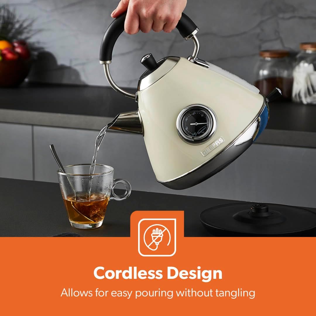 Cream Retrovive Matching Dome Kettle and Toaster Set