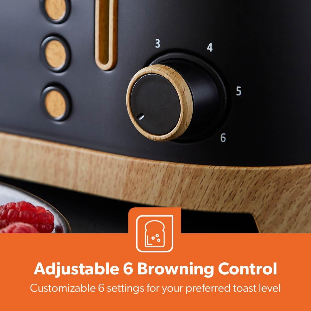 NordiQ 4-Slice Black Toaster With 6 Browning Levels and Defrost