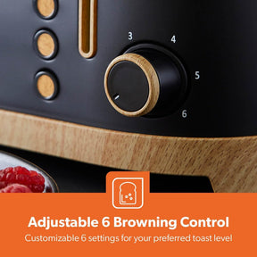 NordiQ 4-Slice Black Toaster With 6 Browning Levels and Defrost