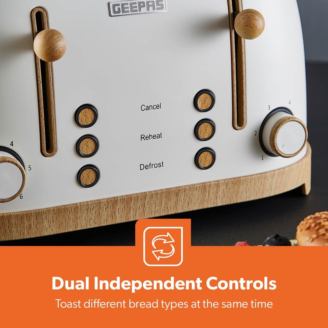 Cream NordiQ 4-Slice Toaster With  6 Browning Levels