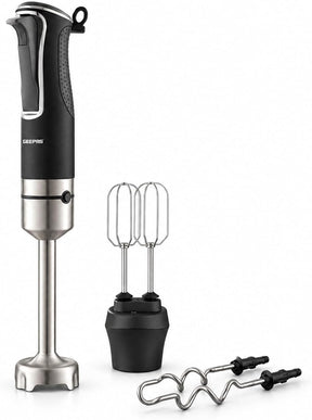 3-In-1 Black and Silver Hand Blender, Whisk & Beater