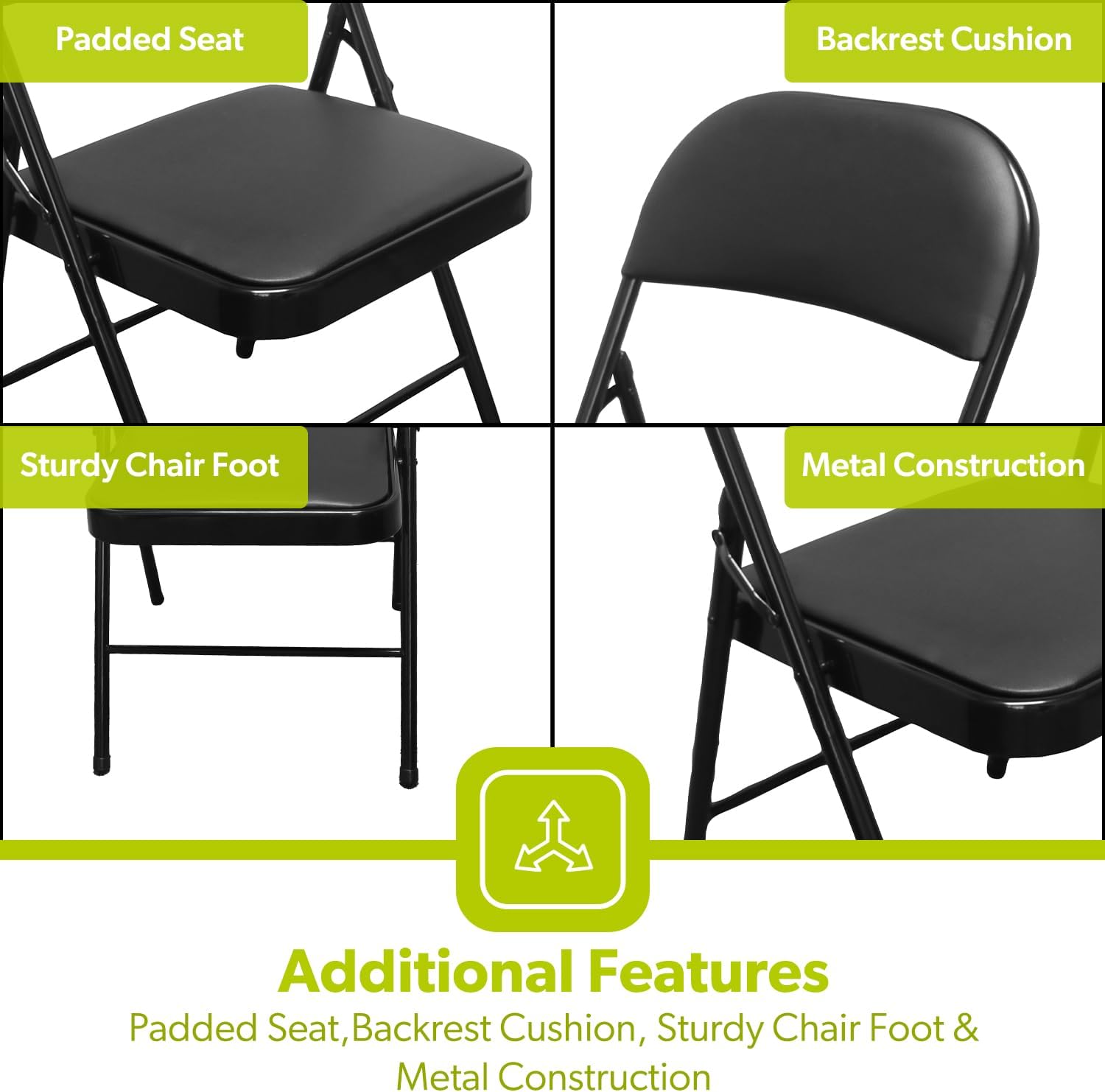 Pack of 4 Folding Padded Chairs with 6ft Folding Table Set