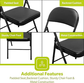 2 x Padded Metal Folding Chairs For Outdoor and Indoor