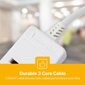 4 Gang Extension Lead With 2M Cable UK Plug White