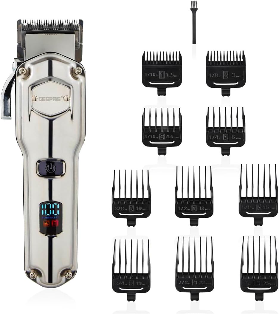 Chrome LED Rechargeable Cordless Waterproof Beard Trimmer & Hair Clipper