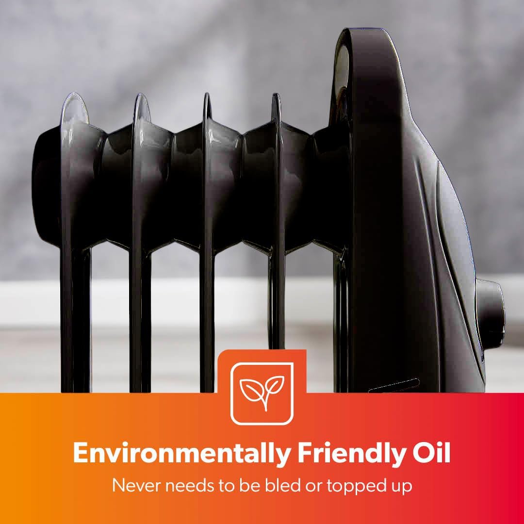 5-Fin Black Mini Oil Filled Radiator Electric Heater 450W