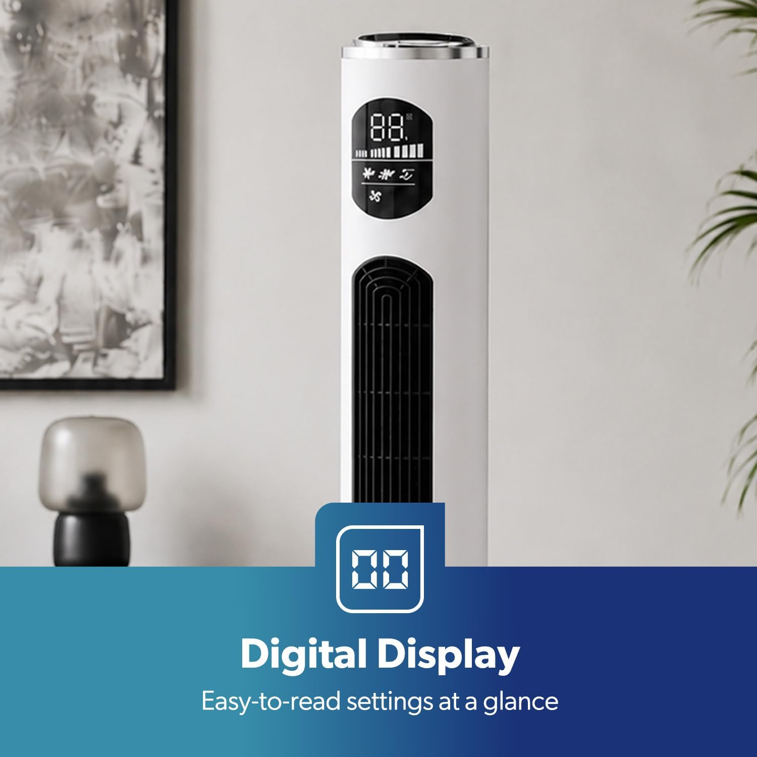 46-Inch Silent White Tower Fan With Remote Control
