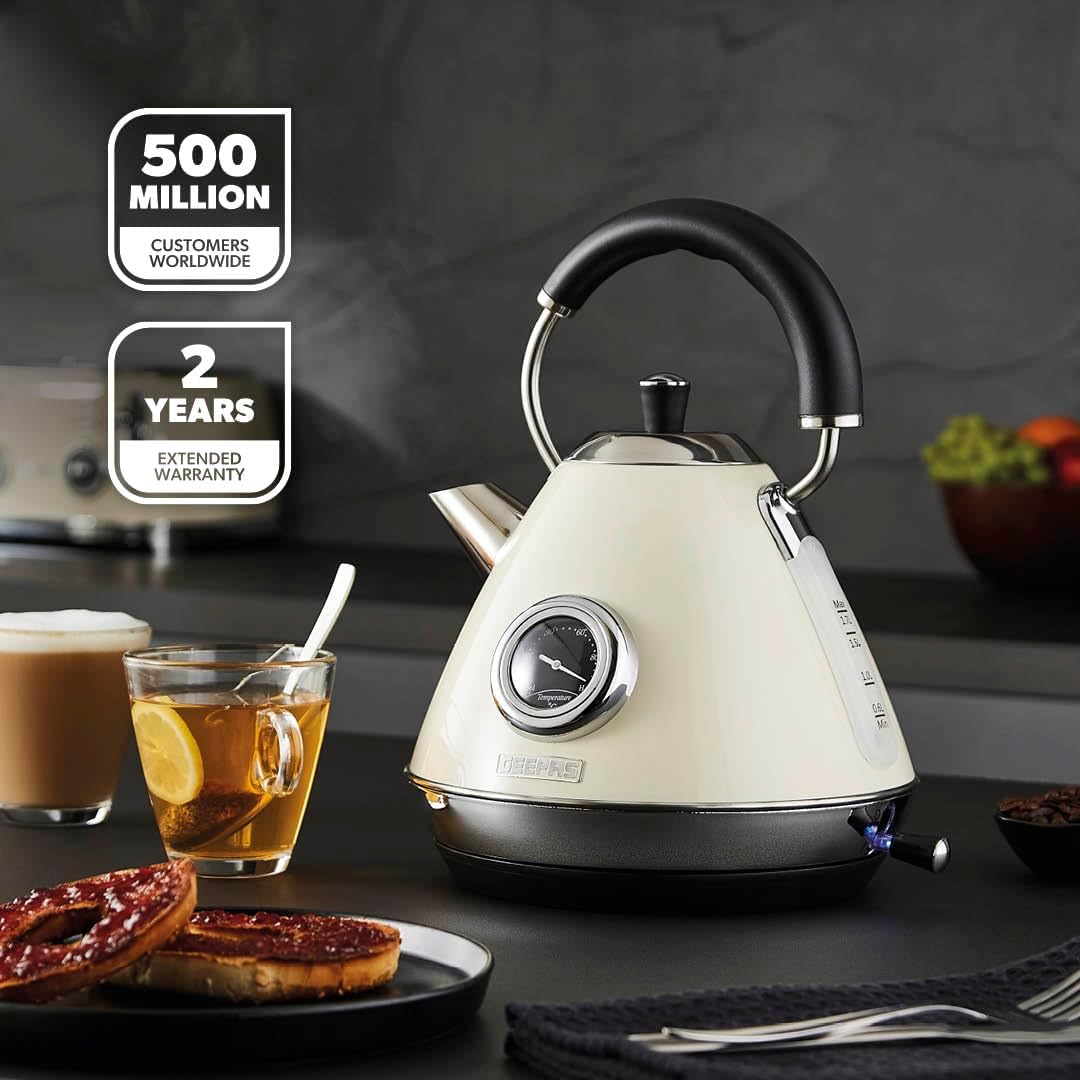 Cream Retrovive Matching Dome Kettle and Toaster Set