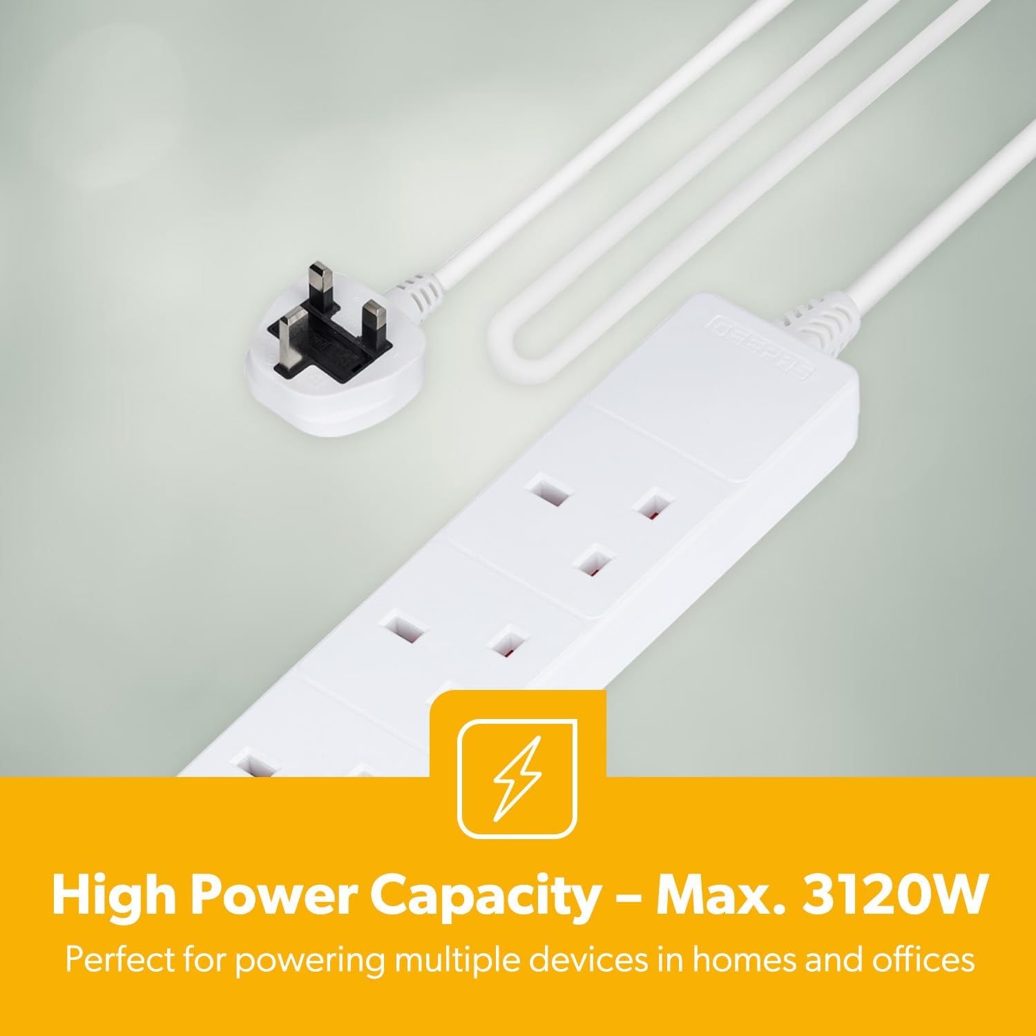 4 Gang Extension Lead, 10M Cable 4-Way Plug Extension Cable