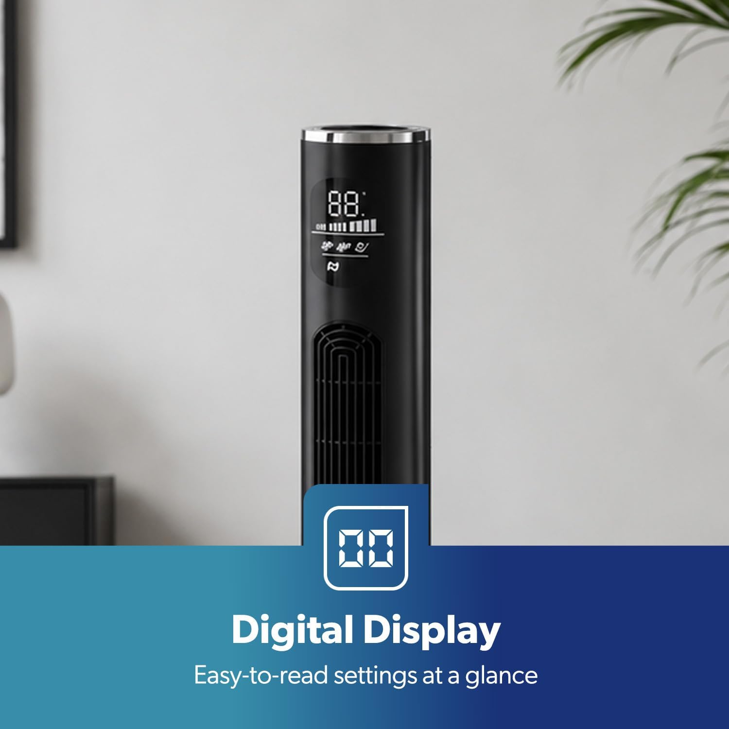46-Inch Silent Black Tower Fan With Remote Control