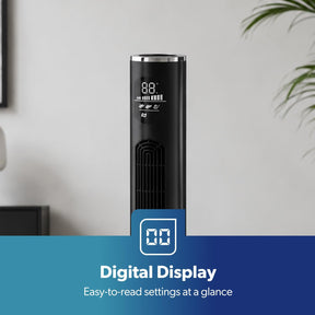 46-Inch Silent Black Tower Fan With Remote Control