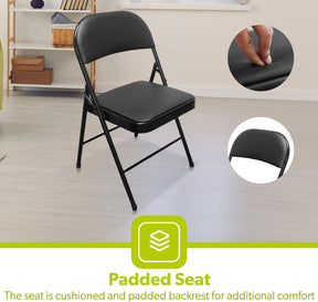 Pack of 4 Folding Padded Chairs with 6ft Folding Table Set