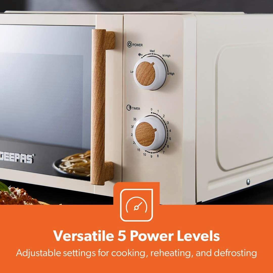 NordiQ Cream Electric Kettle, 4-Slice Toaster and Microwave Oven Set