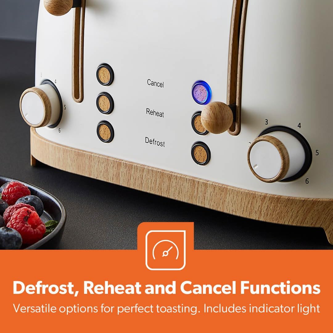 Cream NordiQ 4-Slice Toaster With  6 Browning Levels