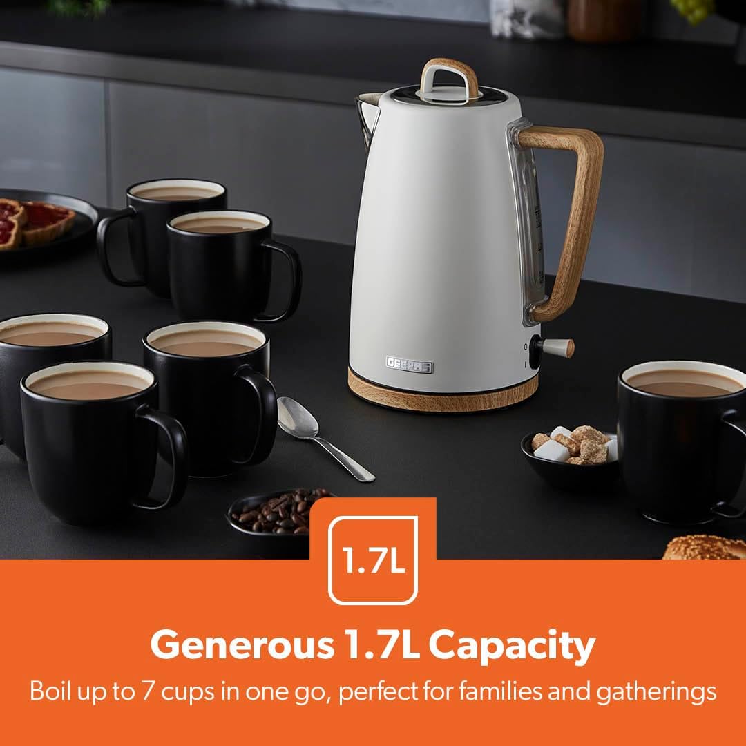 NordiQ Cream 2-Slice Toaster & 1.7L Electric Kettle Set