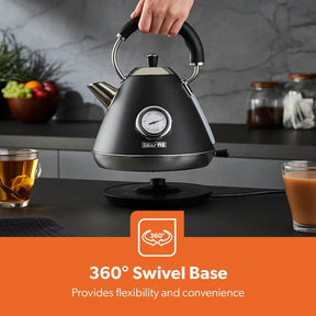 Retrovive Black 1.7L Electric Kettle, 4-Slice Toaster & 20L Digital Microwave