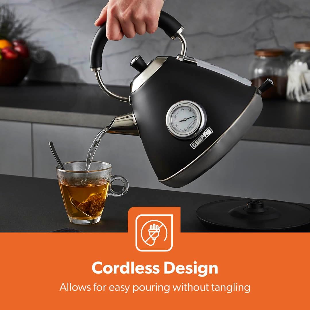 Black Retrovive Vintage Electric Pyramid Kettle & Toaster Set