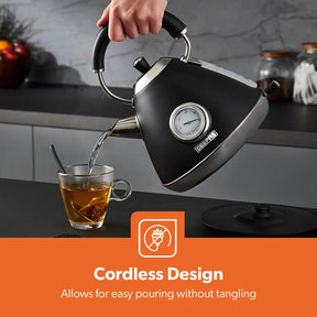 Black Retrovive Vintage Electric Pyramid Kettle & Toaster Set