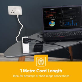 6 Gang Extension Lead, 1M Cable 6-Way Plug Extension Cable