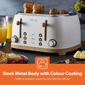 Cream NordiQ 4-Slice Toaster With  6 Browning Levels