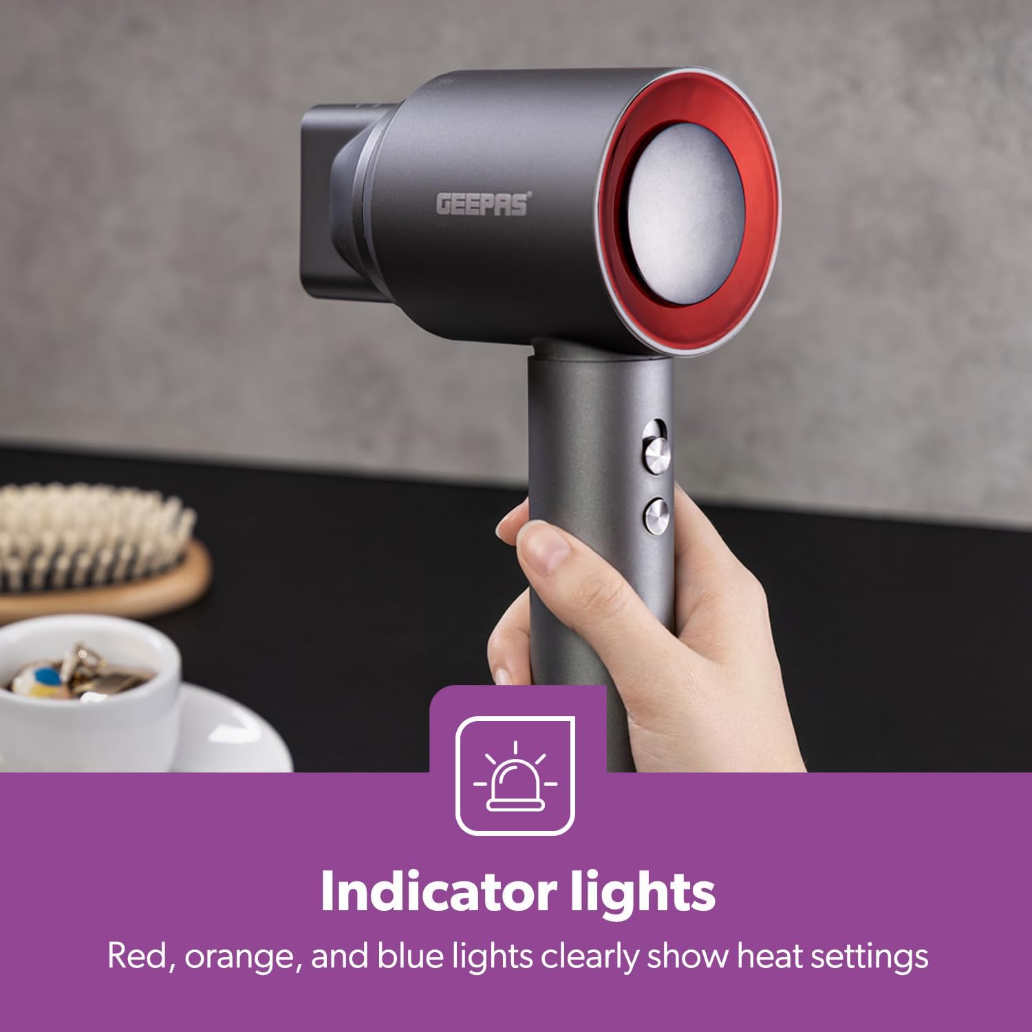 Ionic Hair Dryer 1800W | 3 Heat 2 Speed Settings with Indicator Light | Brushless High-Speed Motor