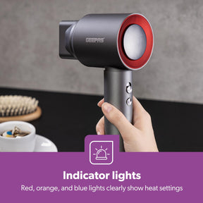 Ionic Hair Dryer 1800W | 3 Heat 2 Speed Settings with Indicator Light | Brushless High-Speed Motor