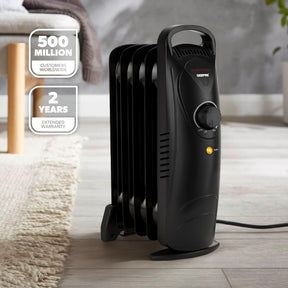 5-Fin Black Mini Oil Filled Radiator Electric Heater 450W