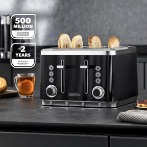 4 Slice Toaster 7 Browning, Defrost, Reheat Function 1860W Arcus Black
