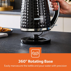 Black Argyle Matching Kitchen Set - Kettle, Toaster, Bread Bin & Canister Set