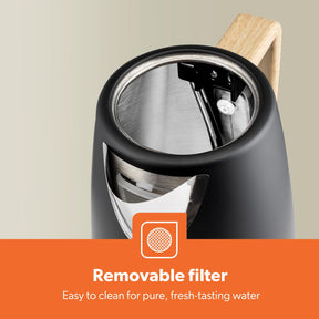 NordiQ Black 1.7L Fast Boil Stainless Steel Electric Kettle