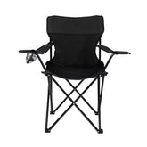 120kg Black Folding Camping Chair With Mesh Cup Holder