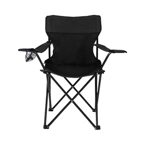 120kg Black Folding Camping Chair With Mesh Cup Holder